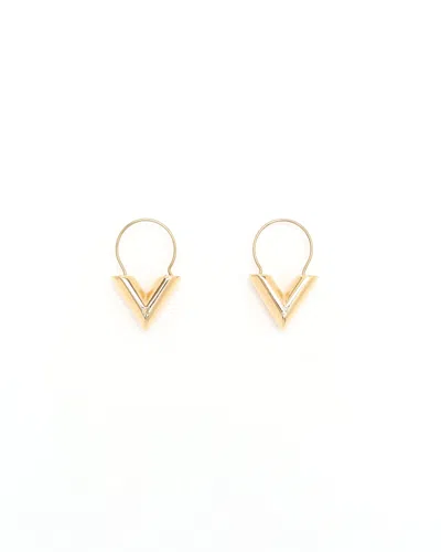 Pre-owned Louis Vuitton Essential V Hoop Earrings In Gold