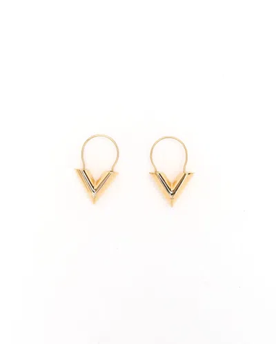 Pre-owned Louis Vuitton Essential V Hoop Earrings In Gold