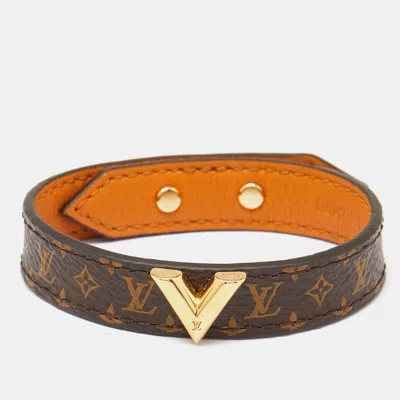 Pre-owned Louis Vuitton Essential V Monogram Canvas Gold Tone Bracelet