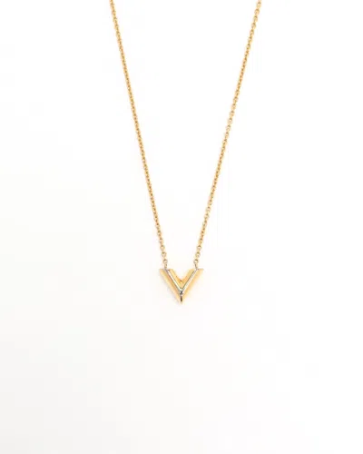 Pre-owned Louis Vuitton Essential V Necklace In Gold