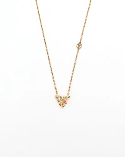 Pre-owned Louis Vuitton Essential V Planet Necklace Golden In Multi
