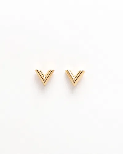 Pre-owned Louis Vuitton Essential V Stud Earrings In Gold