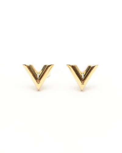 Pre-owned Louis Vuitton Essential V Stud Earrings In Gold