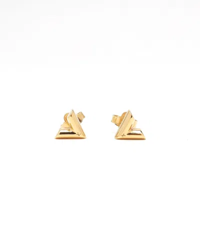 Pre-owned Louis Vuitton Essential V Stud Earrings In Gold