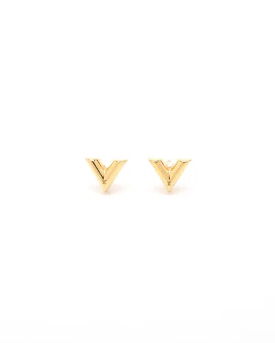 Pre-owned Louis Vuitton Essential V Stud Earrings In Gold