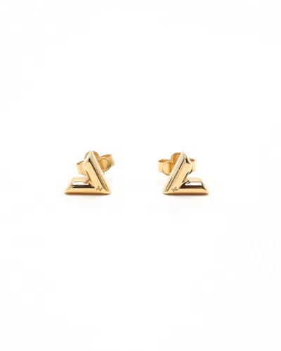 Pre-owned Louis Vuitton Essential V Stud Earrings In Gold