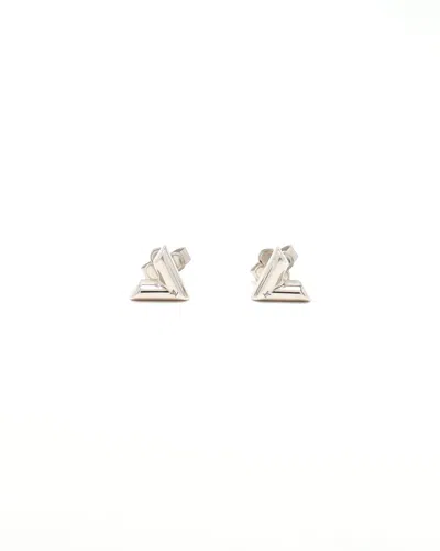 Pre-owned Louis Vuitton Essential V Stud Earrings In Silver