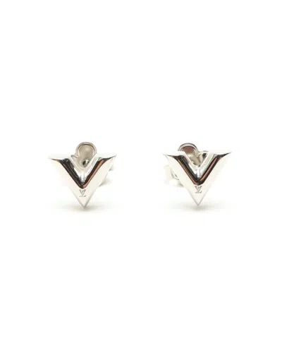 Pre-owned Louis Vuitton Essential V Stud Earrings In Silver