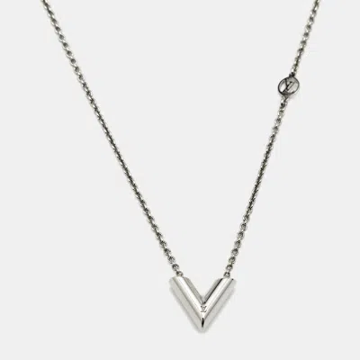 Pre-owned Louis Vuitton Essential V Supple Silver Tone Necklace