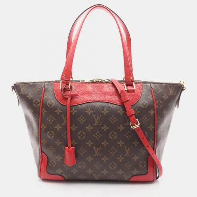 Pre-owned Louis Vuitton Estrella Mm Shoulder Tote Bag Monogram Brown Red