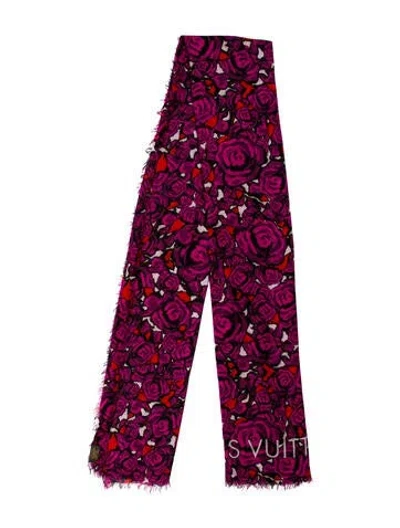 Pre-owned Louis Vuitton Etole Rock N Roses Rubi 2015 Scarf In Pink