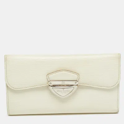 Pre-owned Louis Vuitton Eugenie Ivorie Epi Leather Wallet In White