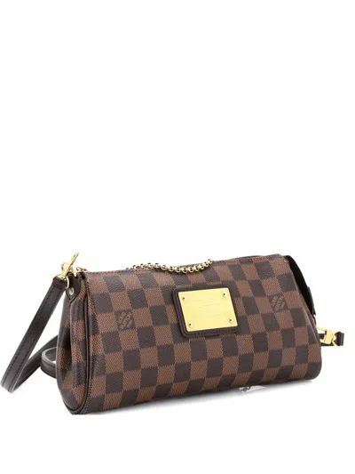 Pre-owned Louis Vuitton Eva Handbag Damier Clutch Bag In Brown