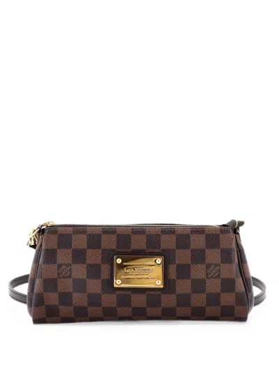 Pre-owned Louis Vuitton Eva Handbag Damier Clutch Bag In Brown