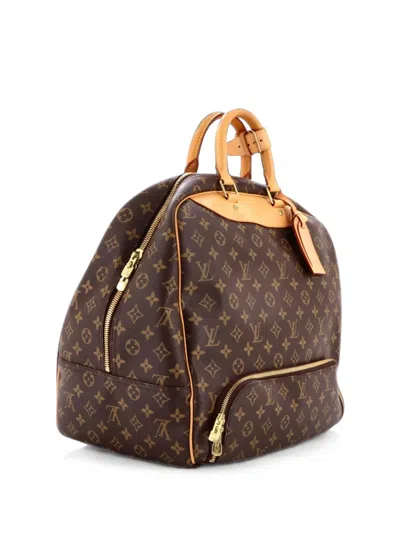Pre-owned Louis Vuitton Evasion Travel Bag Monogram Canvas Mm Satchel In Brown