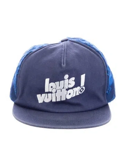 Pre-owned Louis Vuitton Everyday Lv Embroidered Mesh Cap In Blue