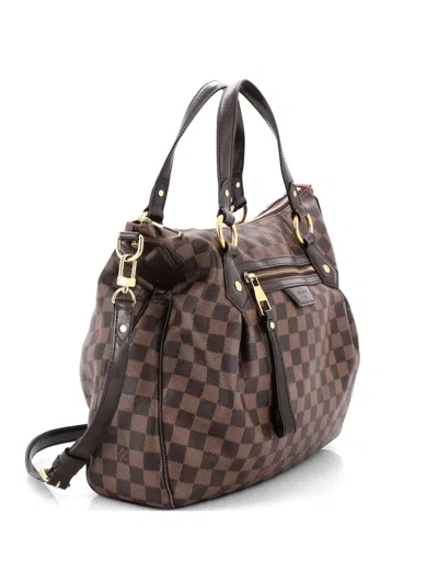 Pre-owned Louis Vuitton Evora Handbag Damier Mm Satchel In Brown