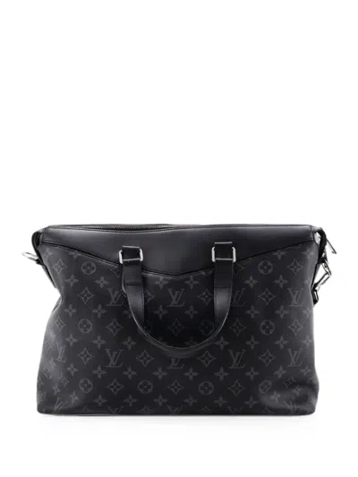 Pre-owned Louis Vuitton Explorer Briefcase Monogram Eclipse Canvas Business Bag In Black