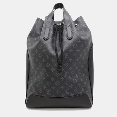 Pre-owned Louis Vuitton Explorer Noir Monogram Eclipse Canvas Backpack In Black