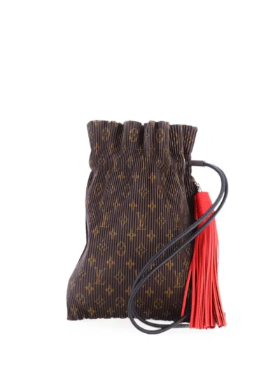 Pre-owned Louis Vuitton Explorer Pleated Monogram Canvas Pm Shoulder Bag In Brown