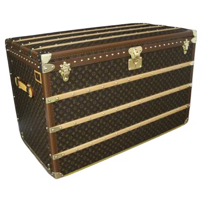 Pre-owned Louis Vuitton Extra Large  Steamer Trunk, Vuitton Malle Haute 110 Trunk In Brown