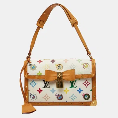 Pre-owned Louis Vuitton Eye Love Monogram Eye Miss You Blanc Monogram Canvas Vachetta Leather Shoulder Bag In Brown