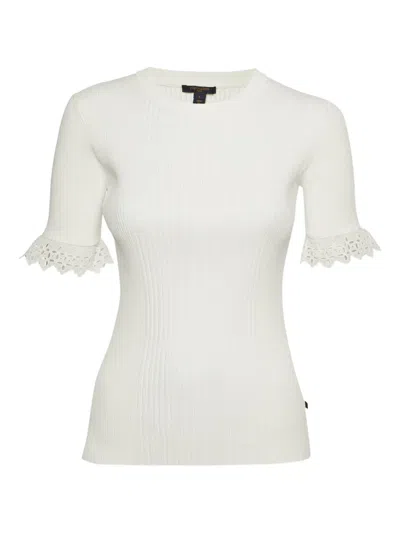Pre-owned Louis Vuitton Eyelet-trim T-shirt In White