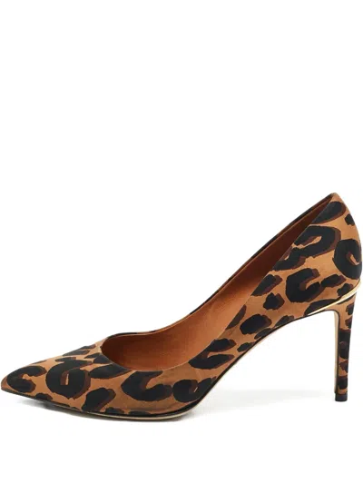 Pre-owned Louis Vuitton Eyeline Leopard-print Pumps In Brown