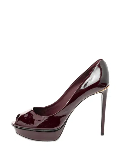 Pre-owned Louis Vuitton Eyeline Platform Pumps In Red