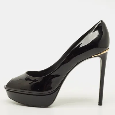 Pre-owned Louis Vuitton Eyeline Size 38 Black Patent Leather Platform Pumps