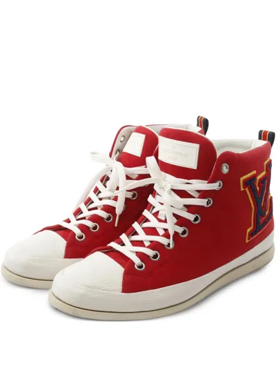 Pre-owned Louis Vuitton Fastball Logo-appliqué Sneakers In Red