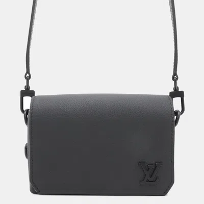 Pre-owned Louis Vuitton Fastline Wearable Wallet Noir Leather Lv Aerogram In Black