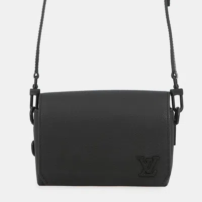 Pre-owned Louis Vuitton Fastline Wearable Wallet Noir Leather Lv Aerogram In Black
