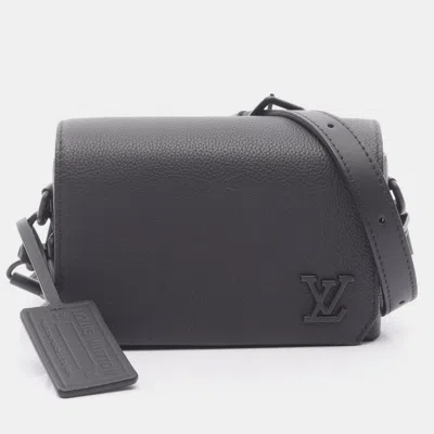 Pre-owned Louis Vuitton Fastline Wearable Wallet Shoulder Bag In Leather With Aerogram Pattern Black