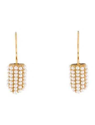 Pre-owned Louis Vuitton Faux Pearl Essential V Earrings In White