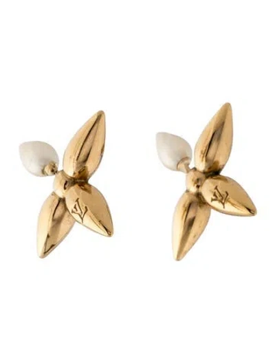 Pre-owned Louis Vuitton Faux Pearl Louisette Earrings In Multicolor