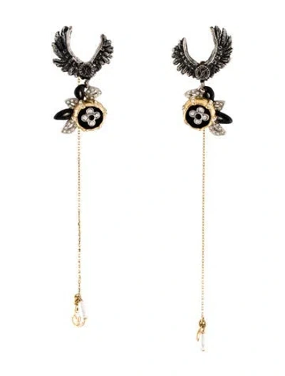 Pre-owned Louis Vuitton Faux Pearl Lv Windsor Fleur Pendant Earrings In Multi