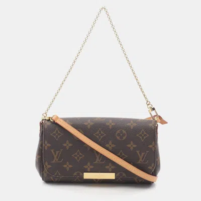 Pre-owned Louis Vuitton Favorite Pm Chain Crossbody Sholuder Handbag Clutch Canvas In Brown