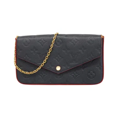 Pre-owned Louis Vuitton Felicie Black Leather Shoulder Bag ()
