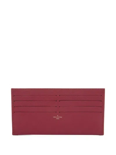 Pre-owned Louis Vuitton Felicie Insert Calfskin Card Holder In Red