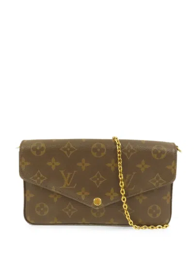 Pre-owned Louis Vuitton Felicie Monogram Shoulder Bag In Brown