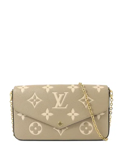Pre-owned Louis Vuitton Felicie Monogram-pattern Clutch Bag In Neutral