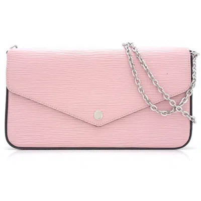 Pre-owned Louis Vuitton Felicie Pink Leather Clutch Bag ()