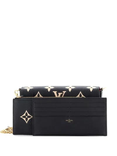 Pre-owned Louis Vuitton Felicie Pochette Bicolor Monogram Empreinte Giant Crossbody Bag In Black
