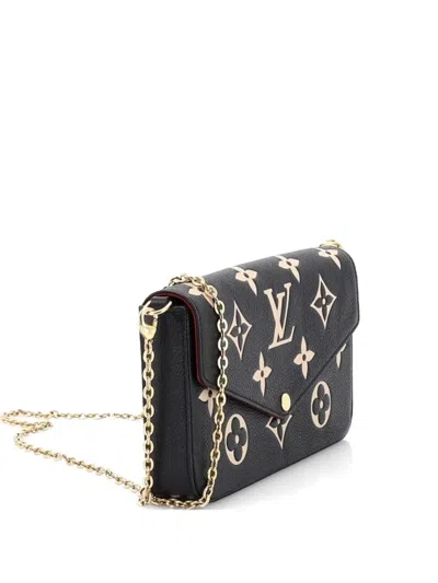 Pre-owned Louis Vuitton Felicie Pochette Bicolor Monogram Empreinte Giant Crossbody Bag In Black