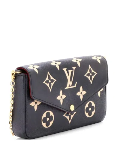 Pre-owned Louis Vuitton Felicie Pochette Bicolor Monogram Empreinte Giant Crossbody Bag In Black
