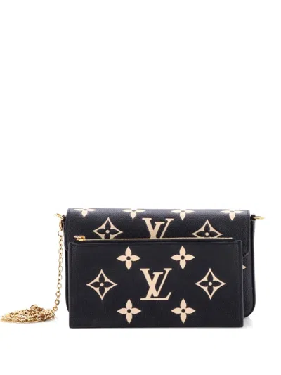 Pre-owned Louis Vuitton Felicie Pochette Bicolor Monogram Empreinte Giant Crossbody Bag In Black