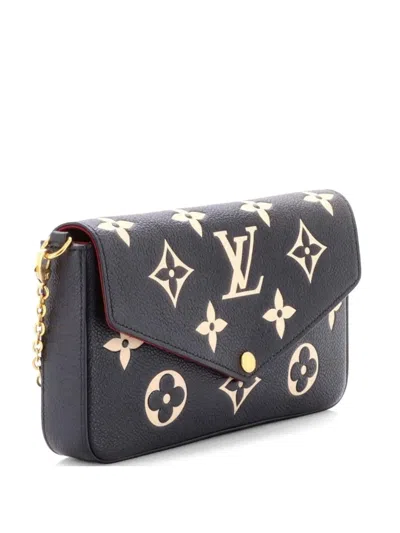 Pre-owned Louis Vuitton Felicie Pochette Bicolor Monogram Empreinte Giant Crossbody Bag In Black