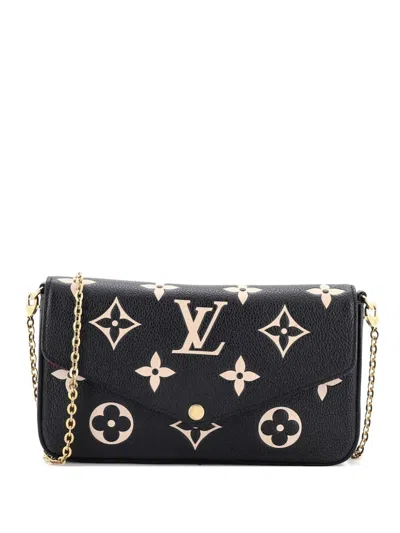 Pre-owned Louis Vuitton Felicie Pochette Bicolor Monogram Empreinte Giant Crossbody Bag In Black