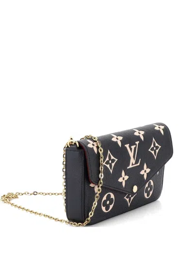 Pre-owned Louis Vuitton Felicie Pochette Bicolor Monogram Empreinte Giant Crossbody Bag In Black